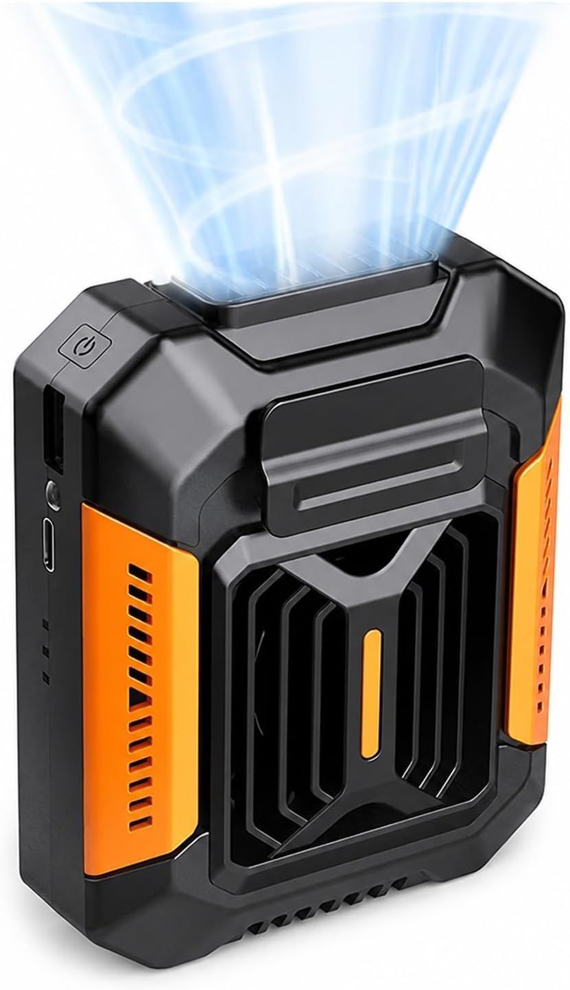 Portable Waist Fan, Portable Waist Fan, Rechargeable Hanging Neck Wearable Belt Shirt Body Outdoor Working Clip,Belt Fan - Orange - Size 11.2*9cm