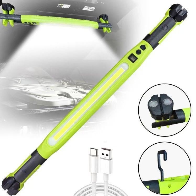 3000LM Rechargeable Magnetic Work Light, 2026 New LED Work Light Bar, Portable Under Hood Works Lights for Automotive Repair, Adjustable Magnetic LED Bar for Mechanics - Green