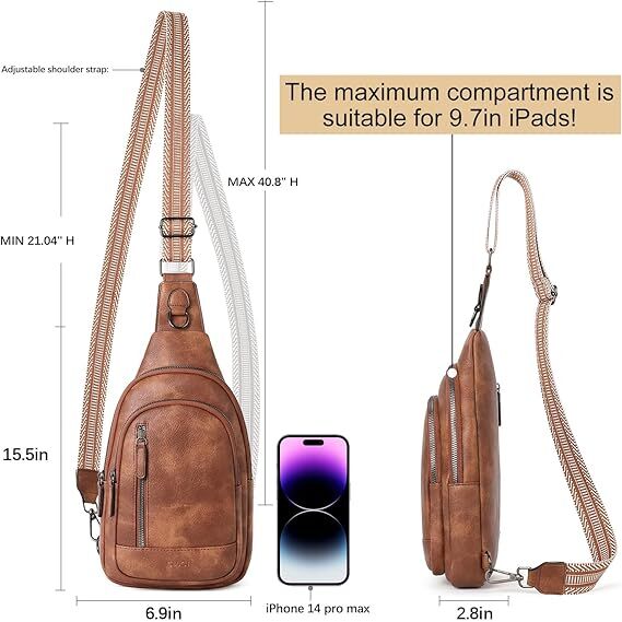 Brown Faux Leather Sling Bag: Unisex, Spacious, Reversible Crossbody for Aussies