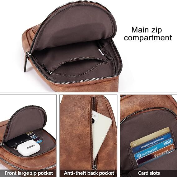 Brown Faux Leather Sling Bag: Unisex, Spacious, Reversible Crossbody for Aussies