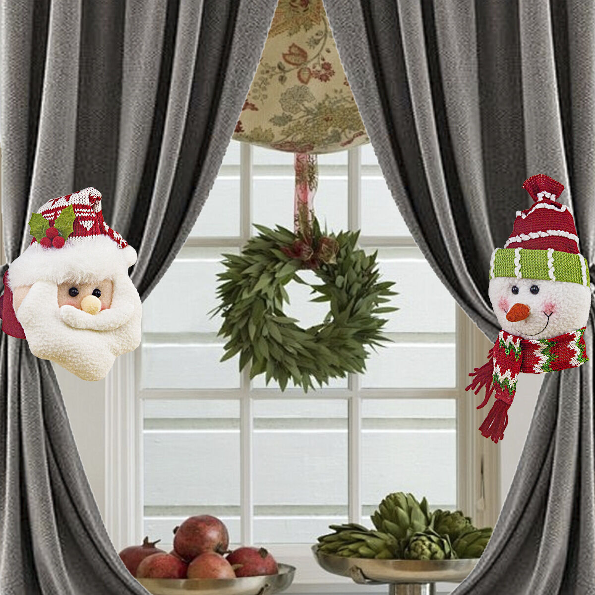 Christmas gift Warm Christmas Atmosphere - Festive Curtain Tie Decorations - Santa & Snowman Designs - Cozy Knitted Fabric(snowman)