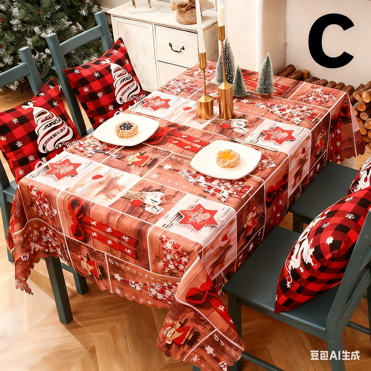 Christmas gift Christmas Tablecloth - Festive 180x150cm Table Cover for Holiday Dining & Home Decor(A)
