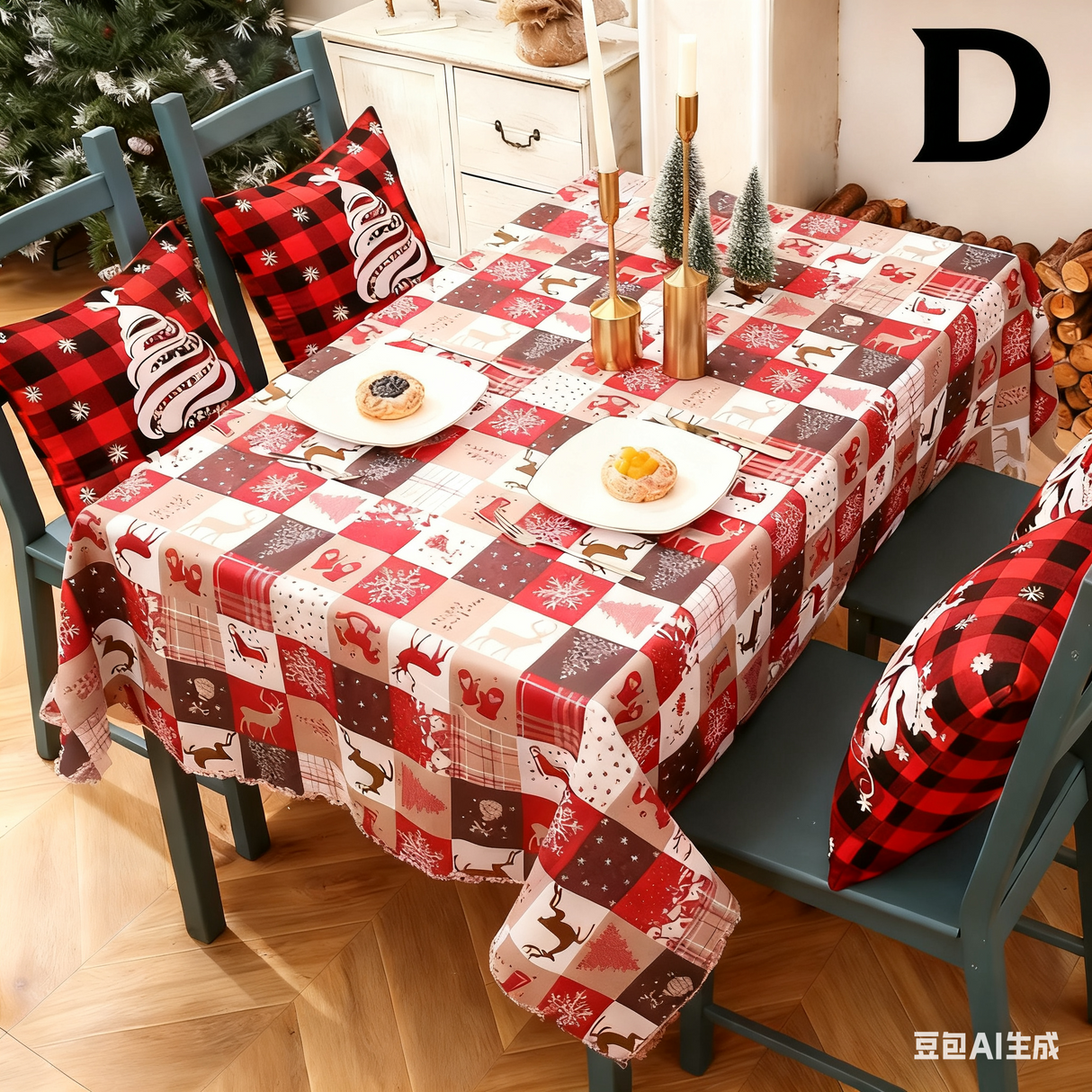 Christmas gift Christmas Tablecloth - Festive 180x150cm Table Cover for Holiday Dining & Home Decor(B)
