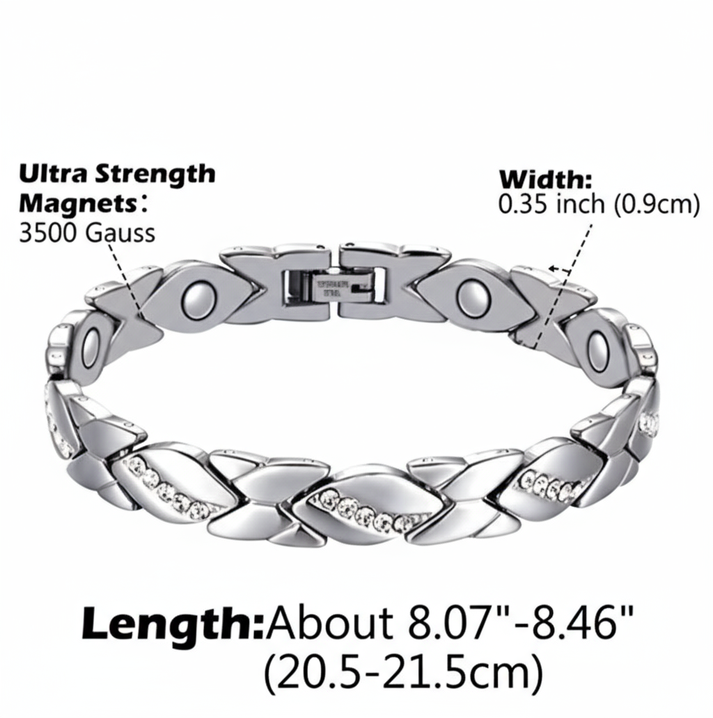Christmas gift Stylish Ancient Copper Magnetic Therapy Bracelet with Diamond Accents - Enhance Health & Elegance(silver)