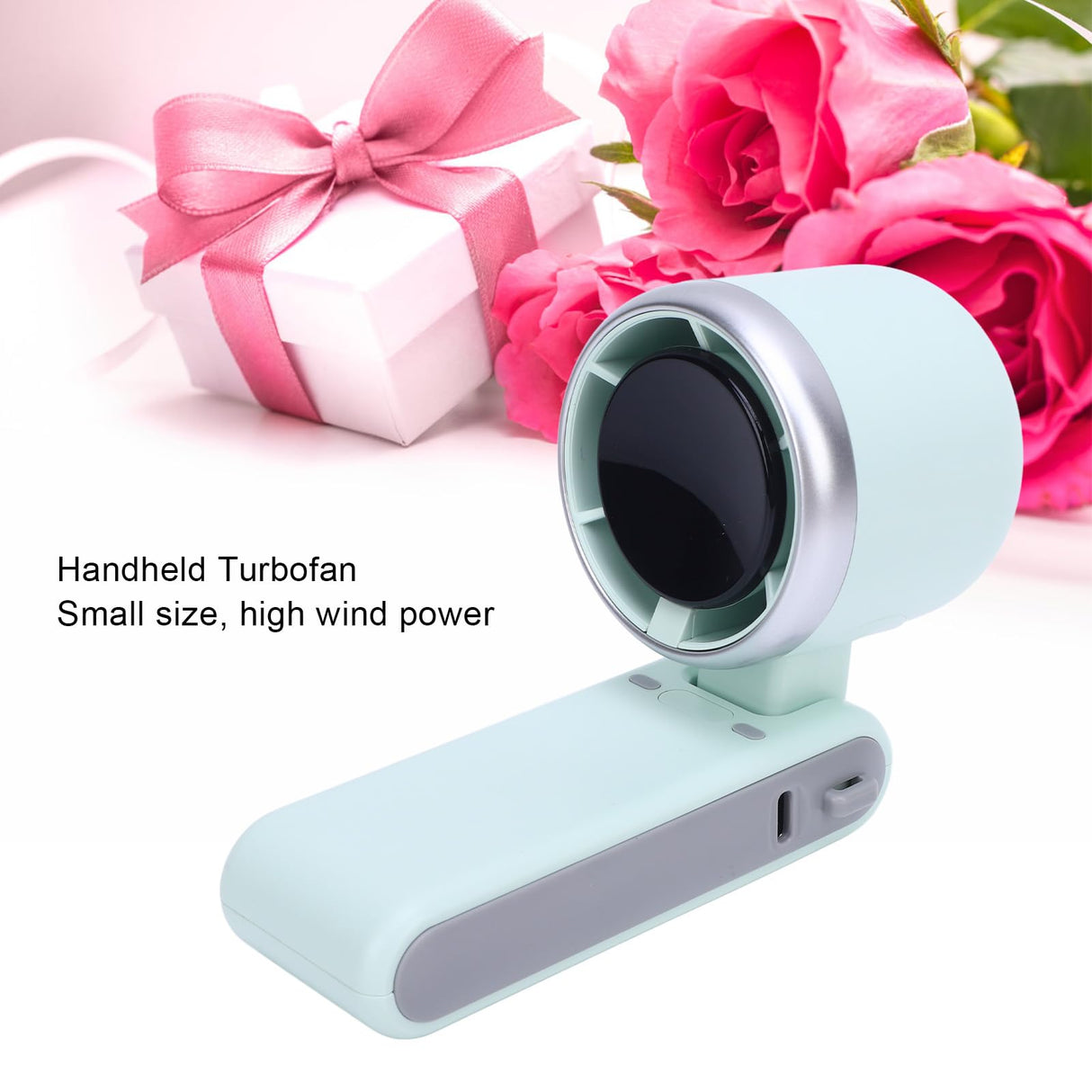 Portable Turbo Handheld Fan with Digital Display – 5-Speed Rechargeable Mini Fan, 3600mAh Battery, Foldable & Neck Strap Design for Outdoor Travel and Daily Use(Green)