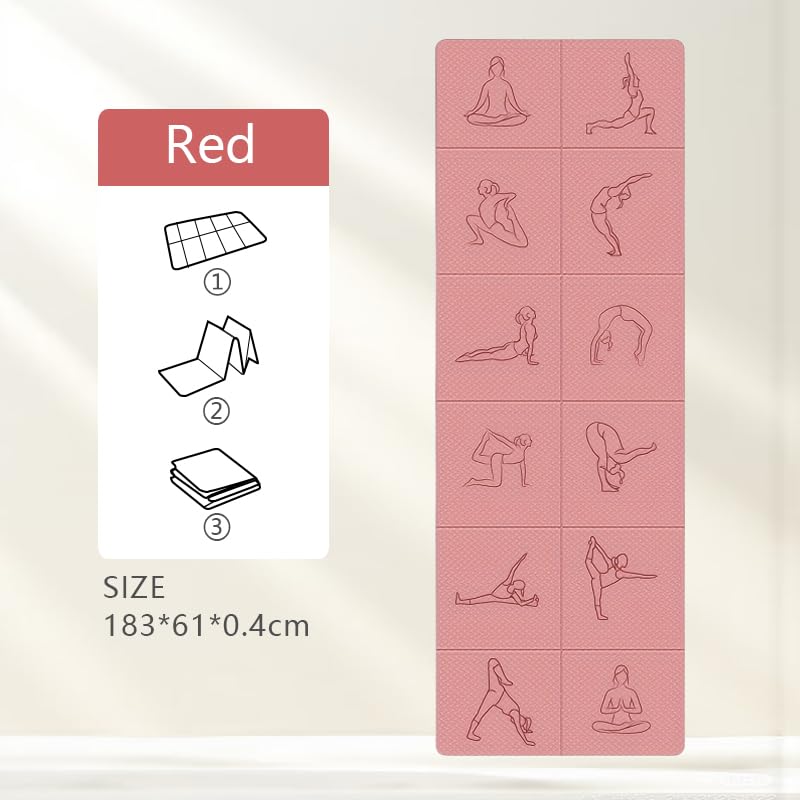 Portable Foldable Yoga Mat – Dual-Sided Non-Slip TPE Exercise Mat for Yoga, Pilates, Kids Nap & Travel (Pink) | Other Colors Available in Store