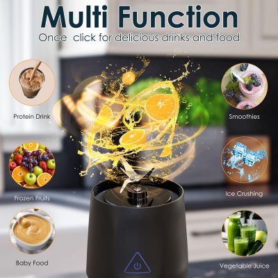 Portable Blender with 360W Motor – Wireless 24oz Juicer, USB-C Rechargeable, Self-Cleaning, 6-Blade, BPA-Free (White Transparent) | Other Colors Available in Store