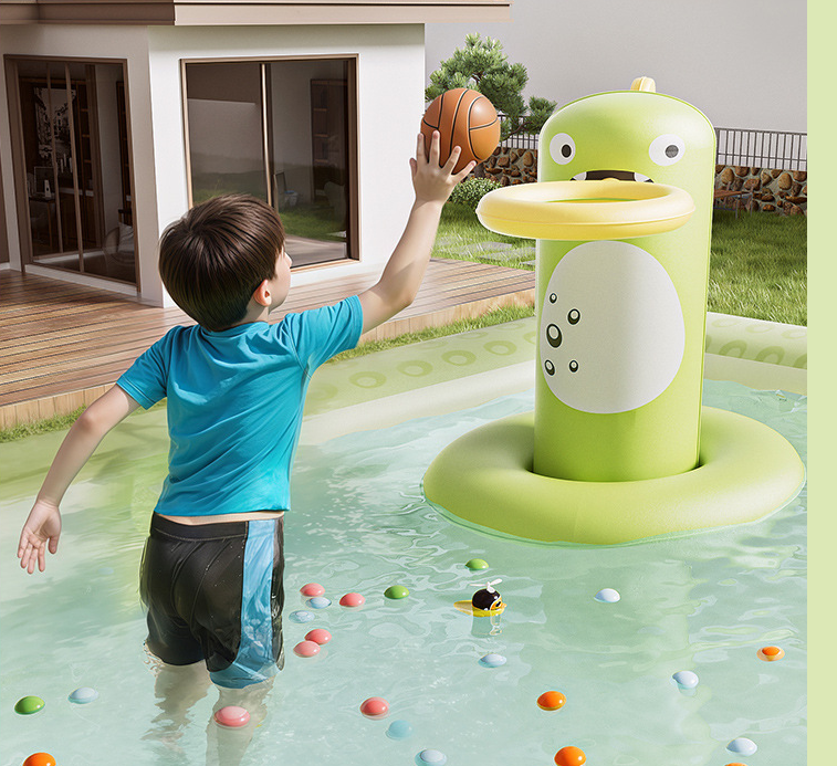 Inflatable Swimming Pool 180×130×56cm with Canopy & Dinosaur Spray – Kids Outdoor Water Play Set for Backyard, Garden, Summer Fun (Green)