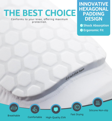 Honeycomb Knee Pads for Kids, Teens & Adults – Protective Compression Knee Guards for Basketball, Football, Cycling & Running(White,L)