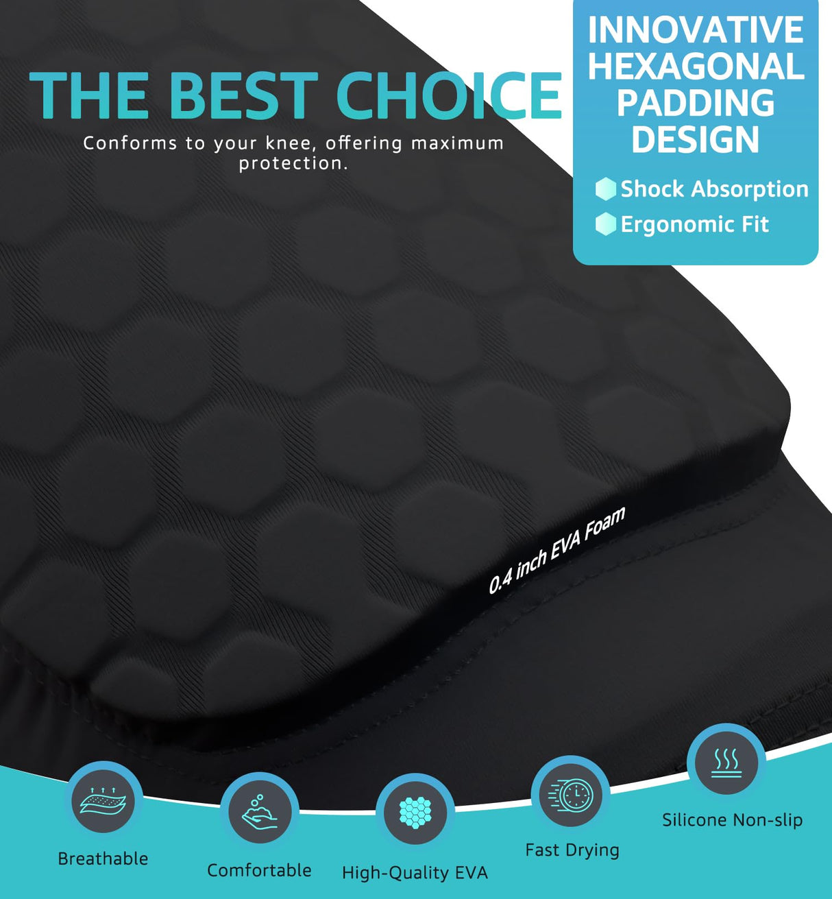 Honeycomb Knee Pads for Kids, Teens & Adults – Protective Compression Knee Guards for Basketball, Football, Cycling & Running(Black,XL)