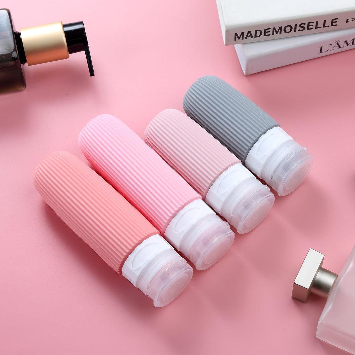 16-Piece Travel Bottle Set with Leak-Proof Silicone Squeeze Bottles – Reusable Toiletry Containers for Shampoo, Lotion, Makeup Remover (Pink) | Other Colors Available in Store