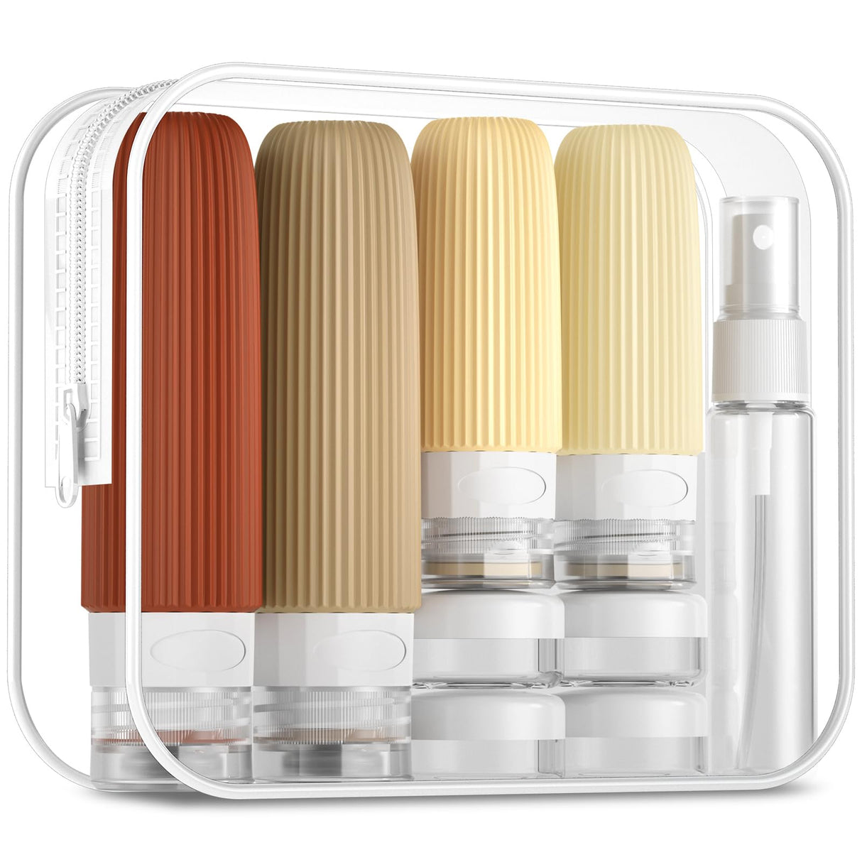 16-Piece Travel Bottle Set with Leak-Proof Silicone Squeeze Bottles – Reusable Toiletry Containers for Shampoo, Lotion, Makeup Remover (Cream) | Other Colors Available in Store