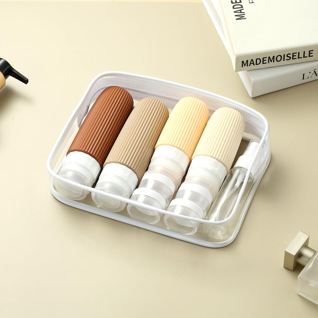 16-Piece Travel Bottle Set with Leak-Proof Silicone Squeeze Bottles – Reusable Toiletry Containers for Shampoo, Lotion, Makeup Remover (Cream) | Other Colors Available in Store