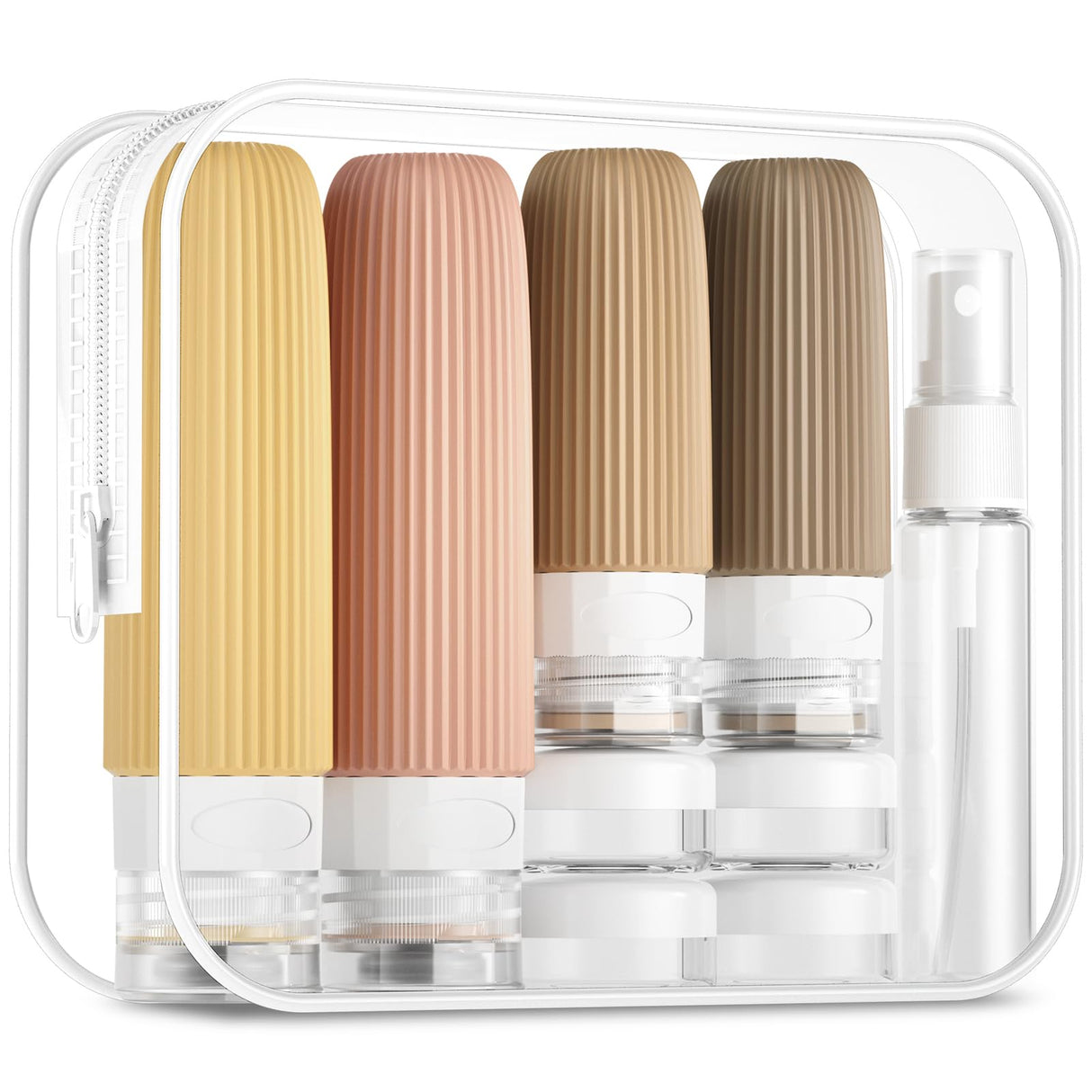 16-Piece Travel Bottle Set with Leak-Proof Silicone Squeeze Bottles – Reusable Toiletry Containers for Shampoo, Lotion, Makeup Remover (Apricot) | Other Colors Available in Store