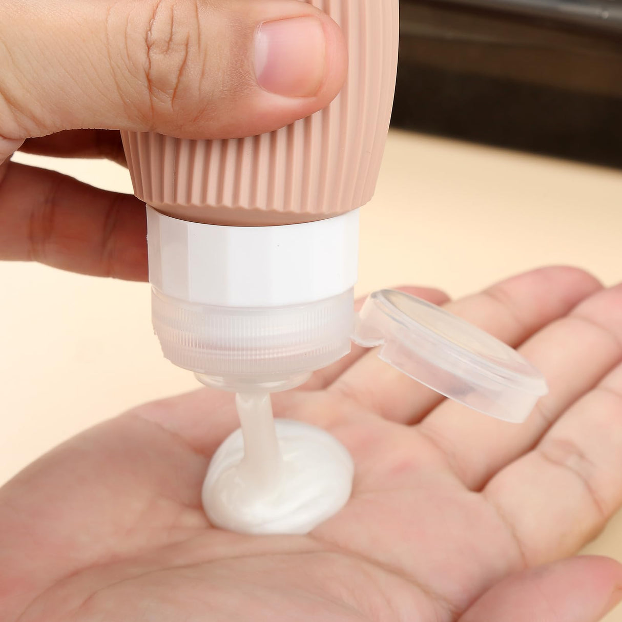 16-Piece Travel Bottle Set with Leak-Proof Silicone Squeeze Bottles – Reusable Toiletry Containers for Shampoo, Lotion, Makeup Remover (Apricot) | Other Colors Available in Store