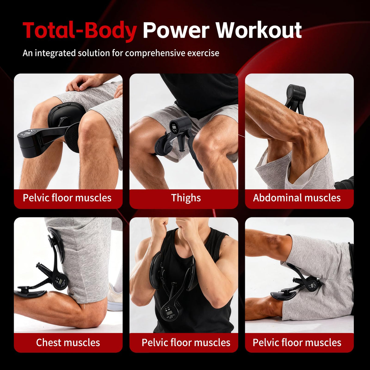 Smart Thigh Trainer with LED Display – 12-80lb Adjustable Resistance, 360° Rotation Kegel Exercise Equipment for Men & Women (Black) | Other Colors Available in Store