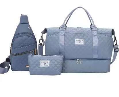 Women’s 3-Piece Travel Bag Set – Large Duffel, Crossbody Backpack & Toiletry Pouch for Gym, Maternity and Weekend Getaways (Blue) | Other Colors Available in Store