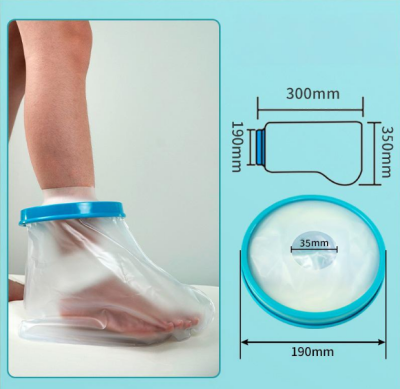 Foot Waterproof Shower Sleeve for Adults – Reusable Cast Protector for Ankle, Foot & Toe During Bathing or Water Activities (Blue)
