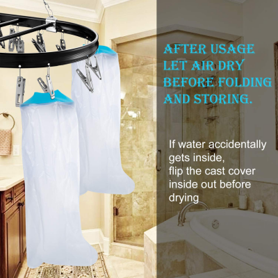 Full Leg Waterproof Shower Sleeve for Adults – Reusable Cast Protector for Foot, Ankle & Lower Leg During Bathing or Water Activities (Blue)