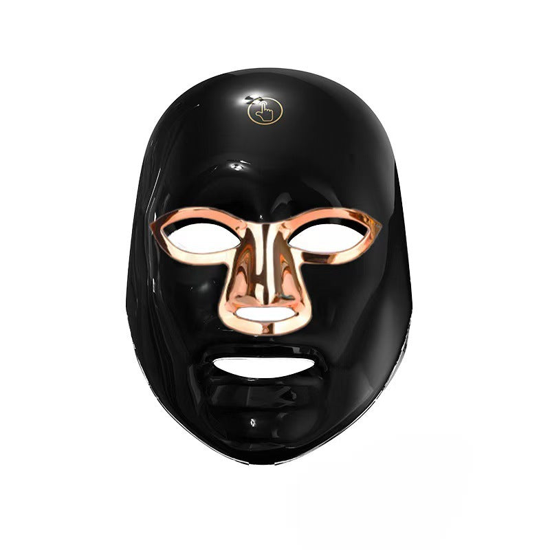7-Color Facial Light Mask for Home Skincare – Rechargeable LED Beauty Device with 270 LEDs, One-Touch Control & Auto-Timer (Black with Gold Trim) | Other Colors Available in Store