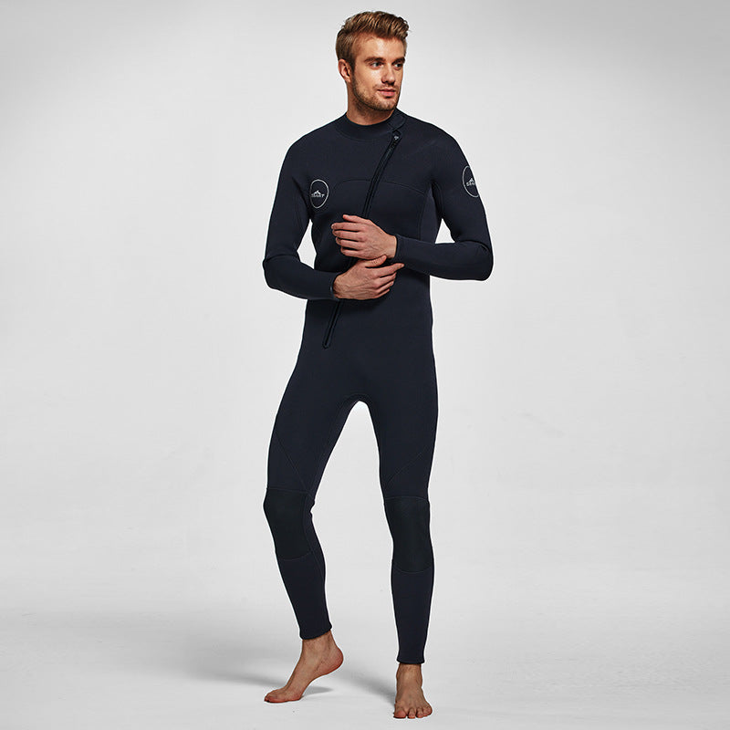 Men's 3mm Full Wetsuit for Surfing Diving & Cold Water Swimming – Front-Zip Neoprene Suit with UV Protection and Flexible Fit(Black,L) | Other Colors Available in Store