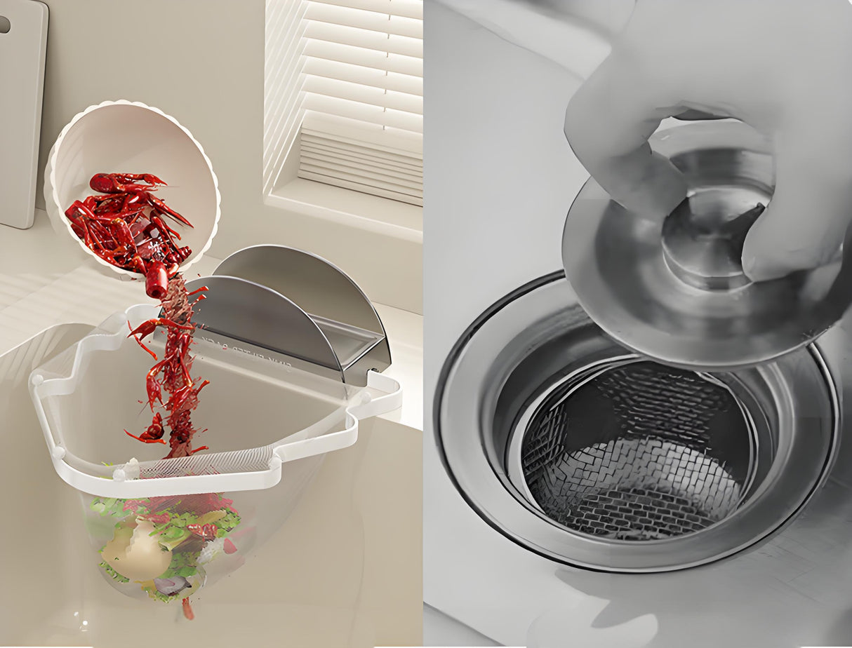 Kitchen Sink Filter Rack with 100 12cm*15cm Mesh Bags, Foldable Food Waste Strainer, Multi-functional Drain Basket(green)