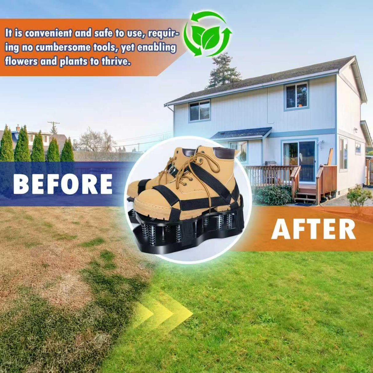 Lawn Aerator Shoes with Spring Base & Spikes: Adjustable Strap, Double-Layer Design for Healthy Lawns in Australian Gardens