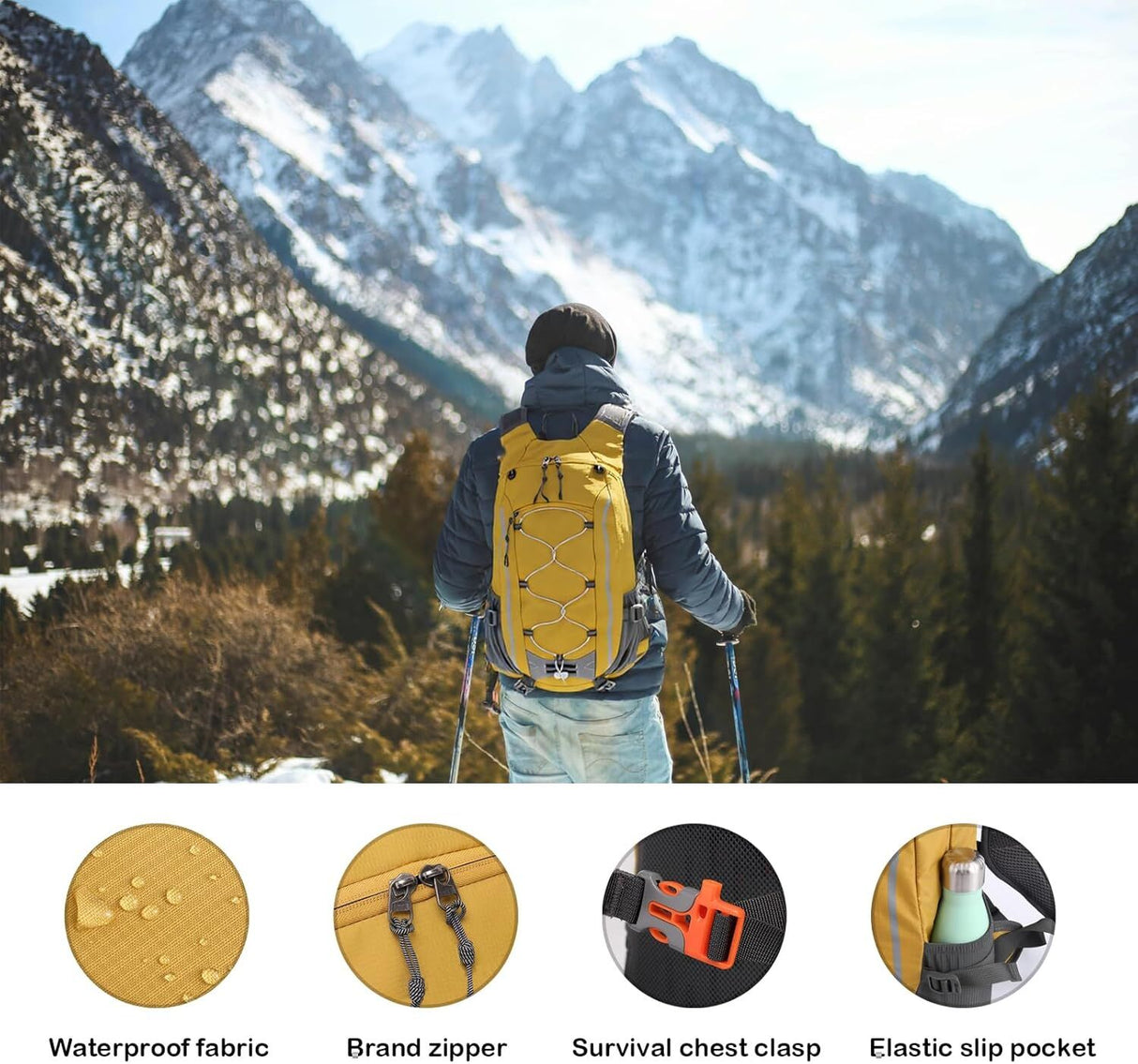 Small Hiking Backpack Lightweight Waterproof Daypack for Camping Cycling Fitness Outdoor Sports - Women Men Teens