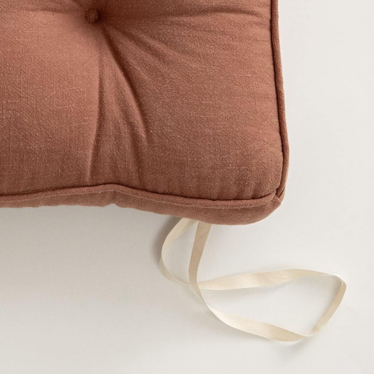 43×43×6cm Linen Cotton Thick Seat Cushion: Plush, Solid-Colour, for Office & Home Chairs, Aussie Comfort Essential(Amber Brown)