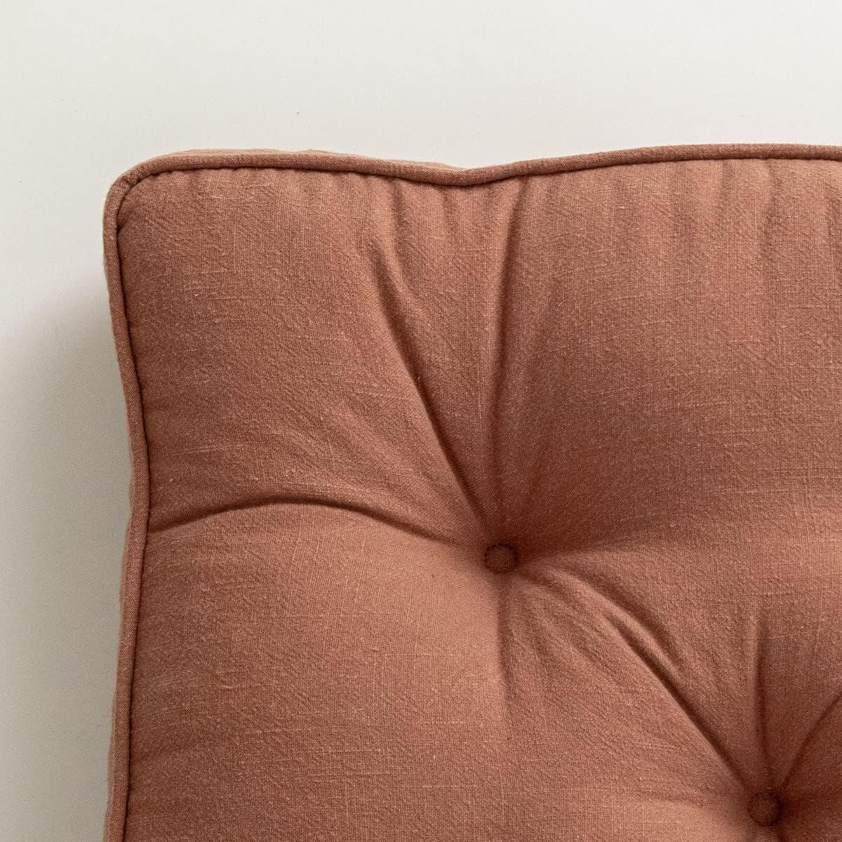 43×43×6cm Linen Cotton Thick Seat Cushion: Plush, Solid-Colour, for Office & Home Chairs, Aussie Comfort Essential(Amber Brown)