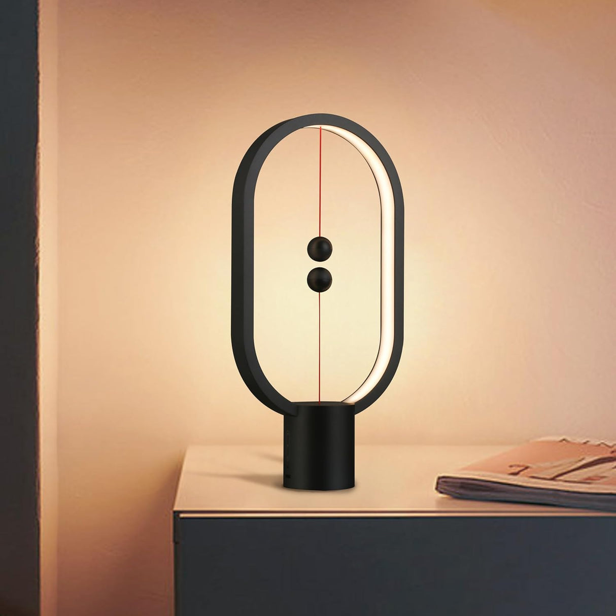Black Magnetic Balance LED Table Lamp: USB-Powered, Dimmable Eye-Care Light with Award-Winning Design for Australian Homes & Offices