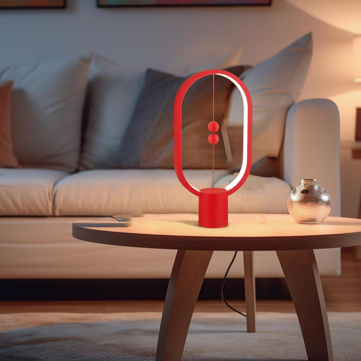 Red Magnetic Balance LED Table Lamp: USB-Powered, Dimmable Eye-Care Light with Award-Winning Design for Australian Homes & Offices