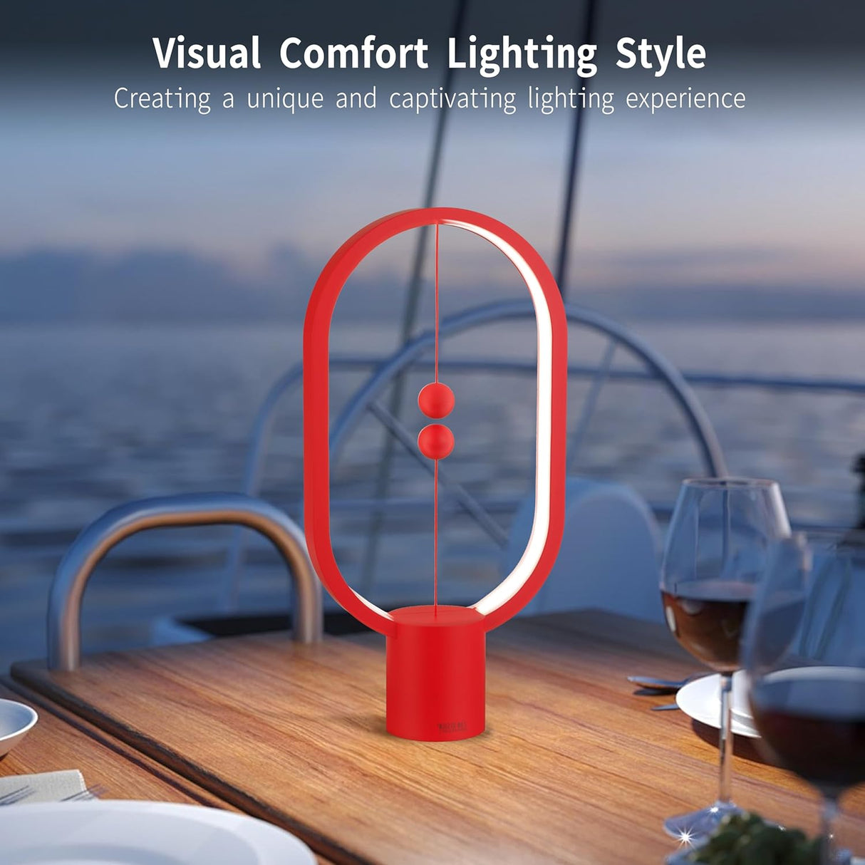 Red Magnetic Balance LED Table Lamp: USB-Powered, Dimmable Eye-Care Light with Award-Winning Design for Australian Homes & Offices