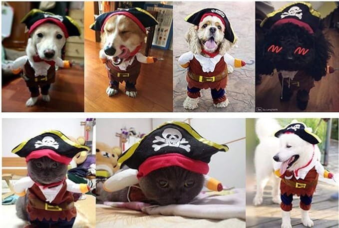 pet products New Funny Pet Clothes Pirate Dog Cat Costume Suit Corsair Dressing up Party Apparel Clothing for Cat Dog Plus Hat