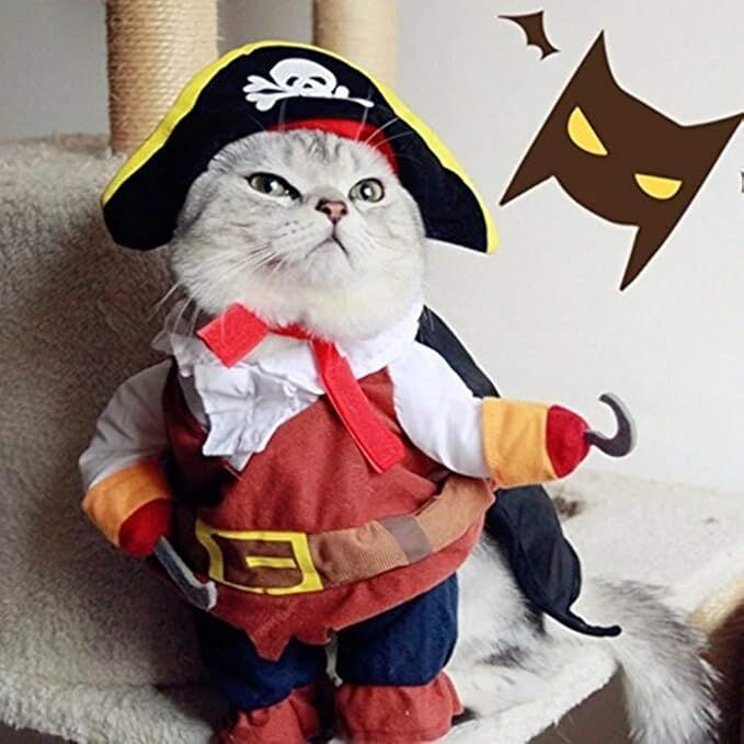 pet products New Funny Pet Clothes Pirate Dog Cat Costume Suit Corsair Dressing up Party Apparel Clothing for Cat Dog Plus Hat
