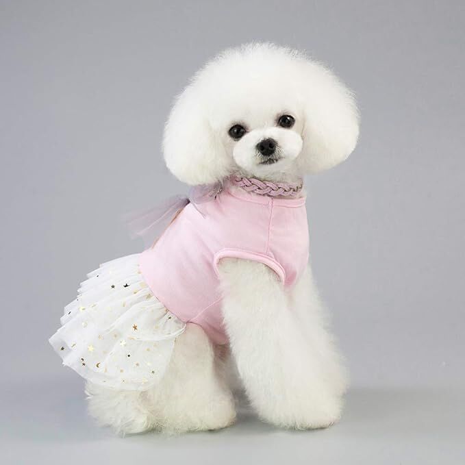 pet products Small Dog Dress Female Tiny Puppy Clothes Girl Tutu for Dogs Dresses Harness Birthday Apparel(Chest circumference42cm, back length30cm, neck circumference29cm)
