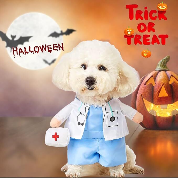 pet products Funny Small Dog Doctor Coat Onesie - Cat & Puppy Halloween Costume - Doctor Uniform Apparel