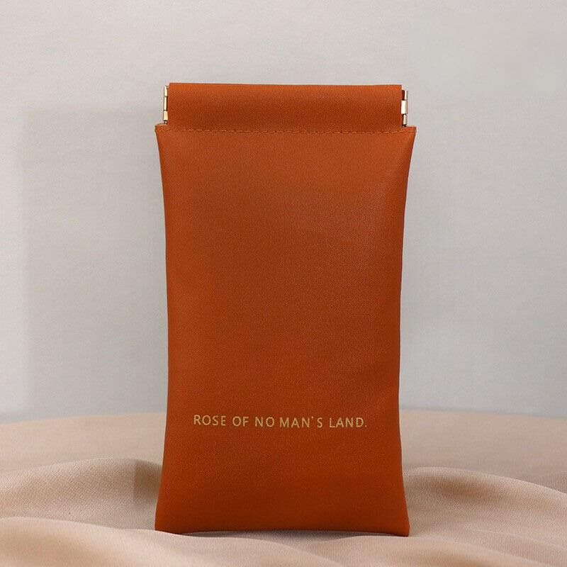 Christmas gift Premium Leather Eyeglass Case with Spring Closure - Multiple Color Options - Refined Craftsmanship(apricot)