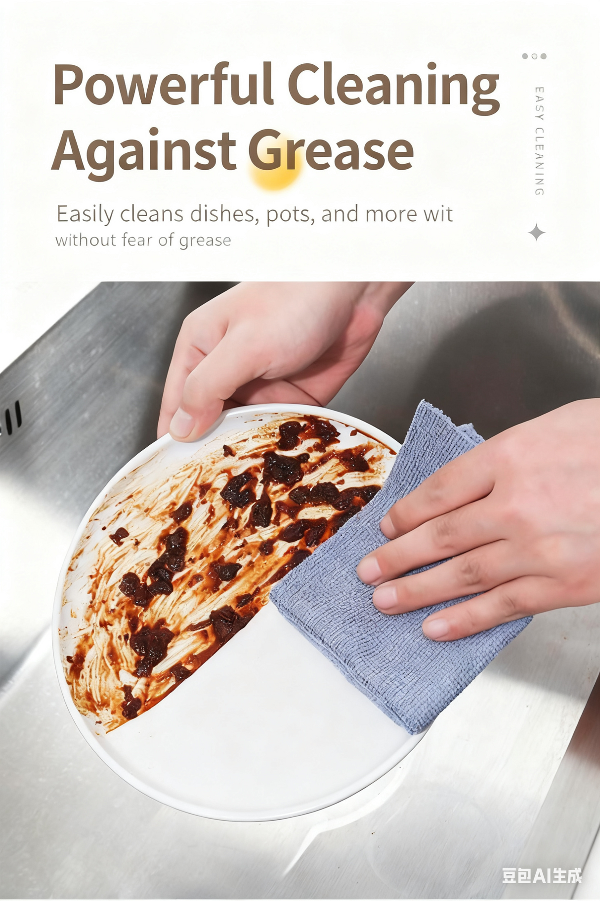 Christmas gift 50-Piece 25x25cm Polycotton Cleaning Cloth Roll, Reusable Dual-Use Dish & Surface Wipes for Home & Kitchen(grey)