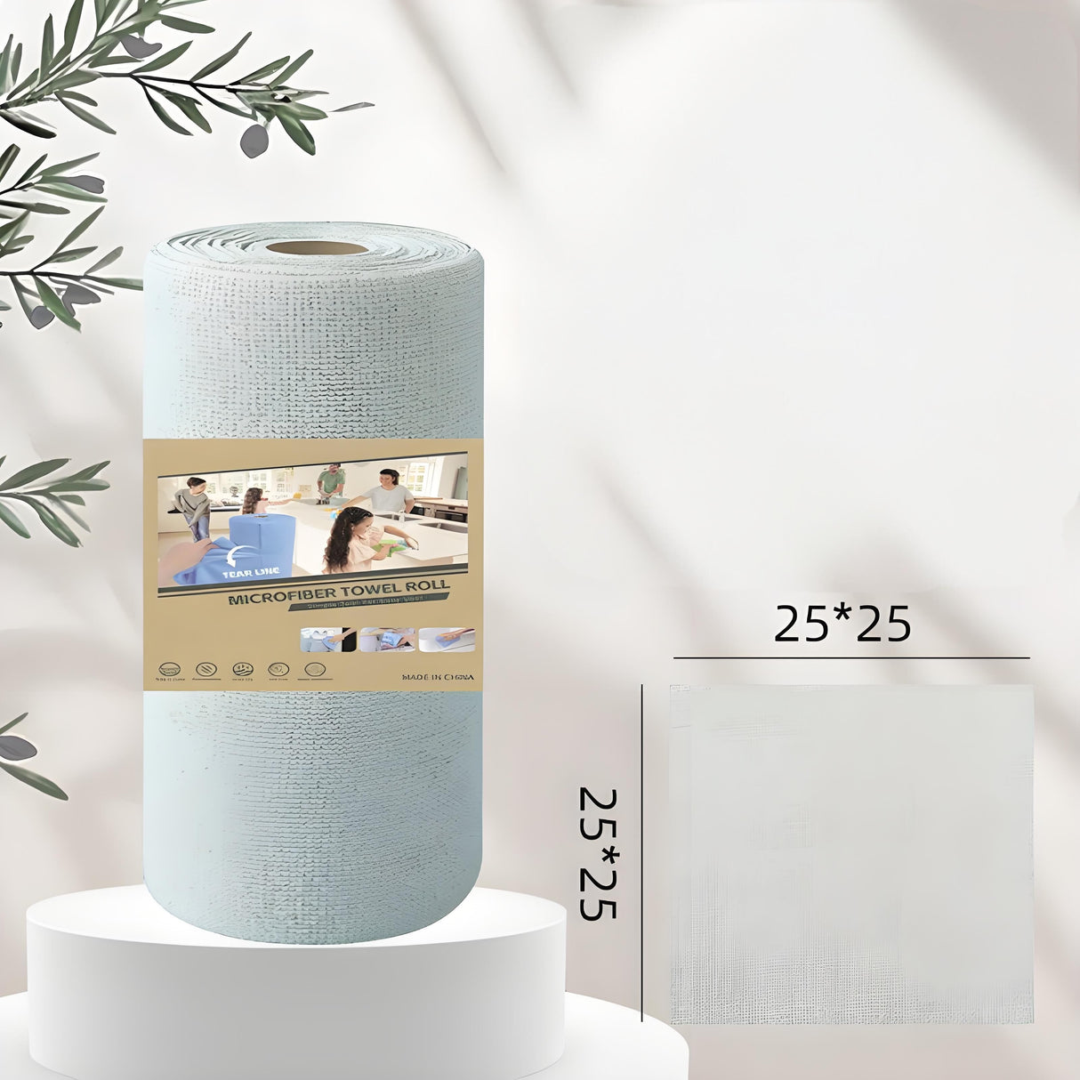 Christmas gift 50-Piece 25x25cm Polycotton Cleaning Cloth Roll, Reusable Dual-Use Dish & Surface Wipes for Home & Kitchen(grey)