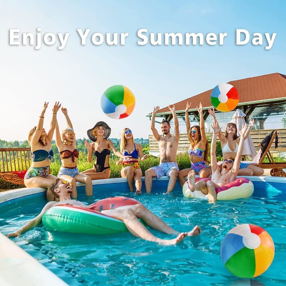 12'' Beach Ball for Kids: 14 Pack Beach Balls Bulk Inflatable Pool - Beach Balls Bulk Hawaiian Tropical Theme Christmas Party Decorations Favors