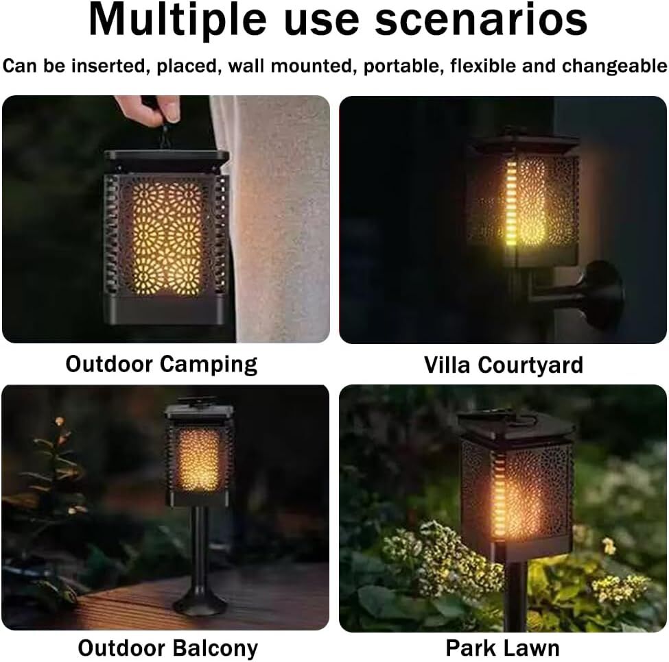 4-Pack Solar Garden Stake Light with Floral Pattern: 12 LED Outdoor Decorative Light with Multiple Mounting Options
