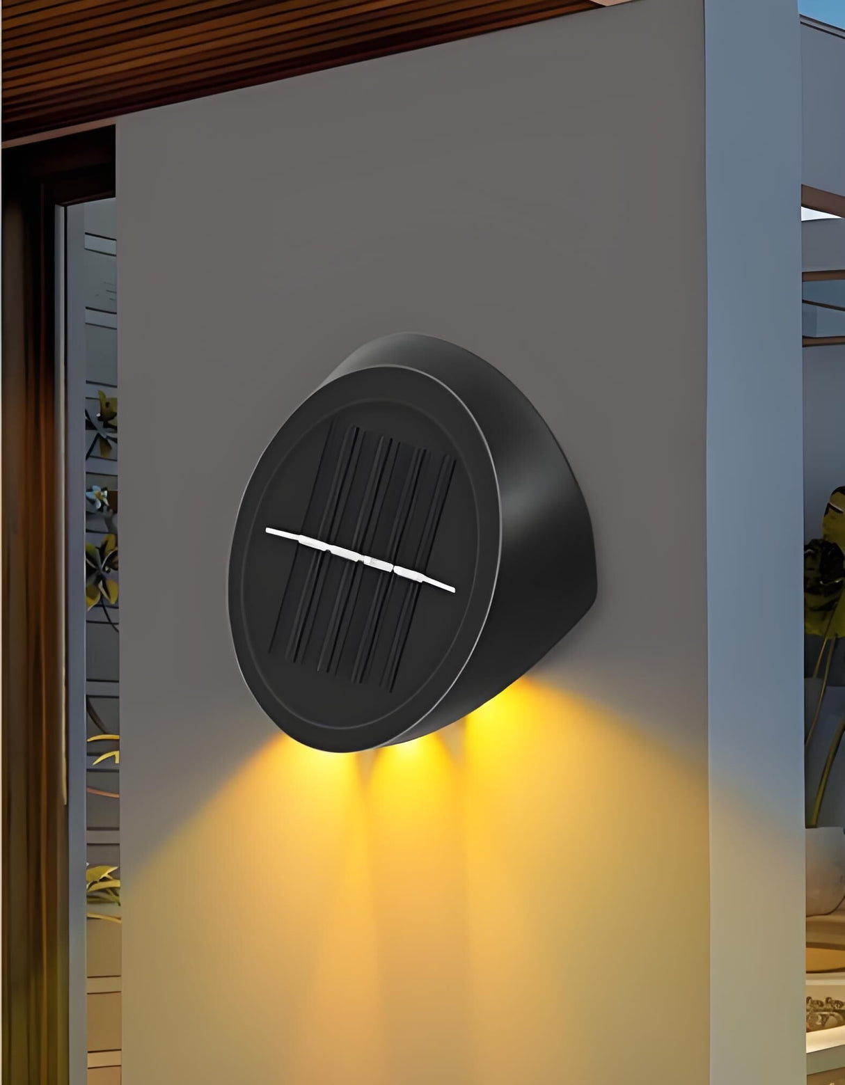 Solar Outdoor Wall Lights (2-Pack): IP44 Waterproof LED Sconces for Garden, Patio & Pathway Lighting(Warm light)