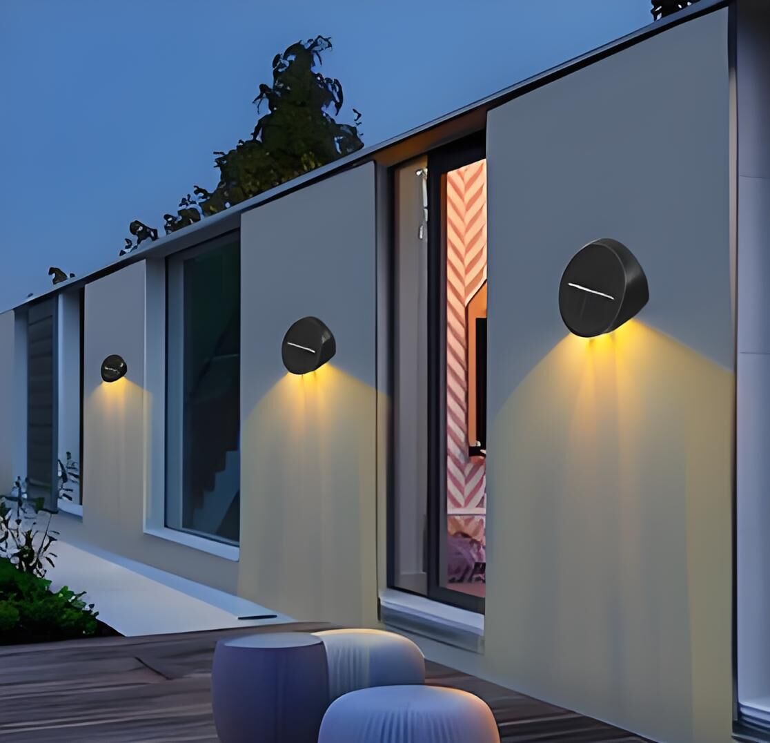 Solar Outdoor Wall Lights (2-Pack): IP44 Waterproof LED Sconces for Garden, Patio & Pathway Lighting(Warm light)