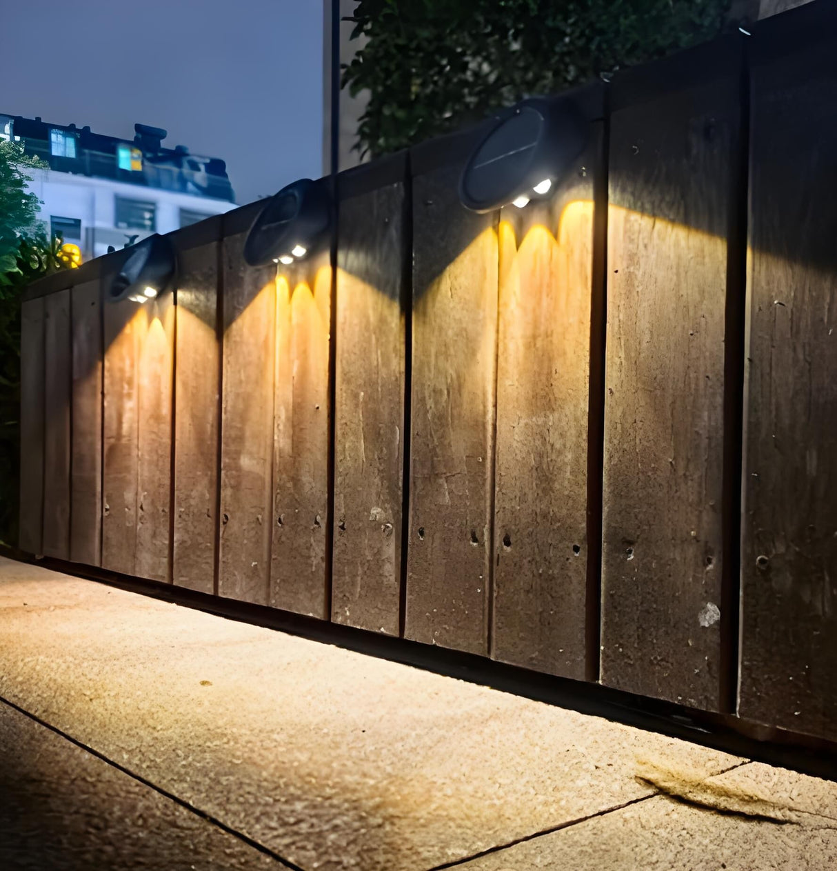 Solar Outdoor Wall Lights (4-Pack): IP44 Waterproof LED Sconces for Garden, Patio & Pathway Lighting(Warm light)