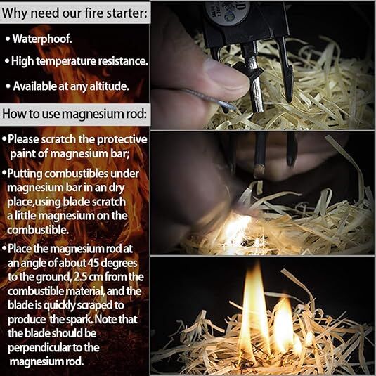 21 in 1 Survival Bracelet, Paracord Emergency Outdoor Sports Wristband Kit Waterproof Compass, SOS LED Light, Thermometer, Rescue Whistle, Fire