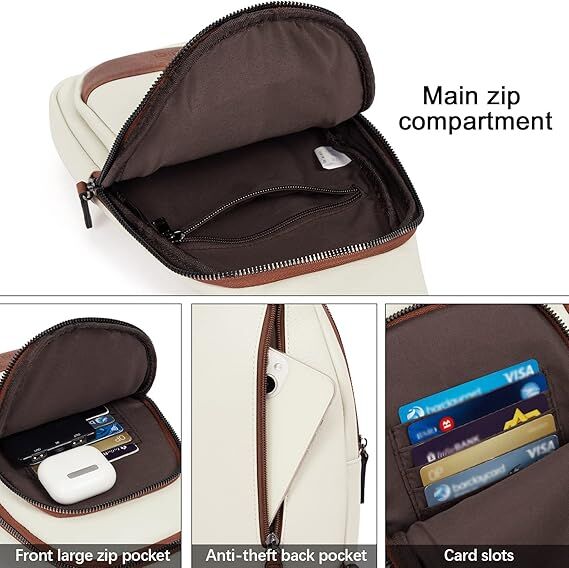 White Faux Leather Sling Bag: Unisex, Spacious, Reversible Crossbody for Aussies, Large Compartment