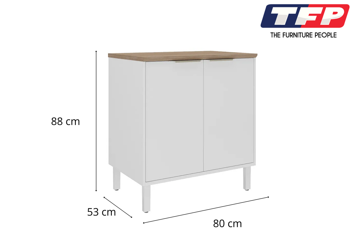 Base Kitchen Steel Cabinet/Cupboard with 2 Doors - Renova White Flat Pack DIY