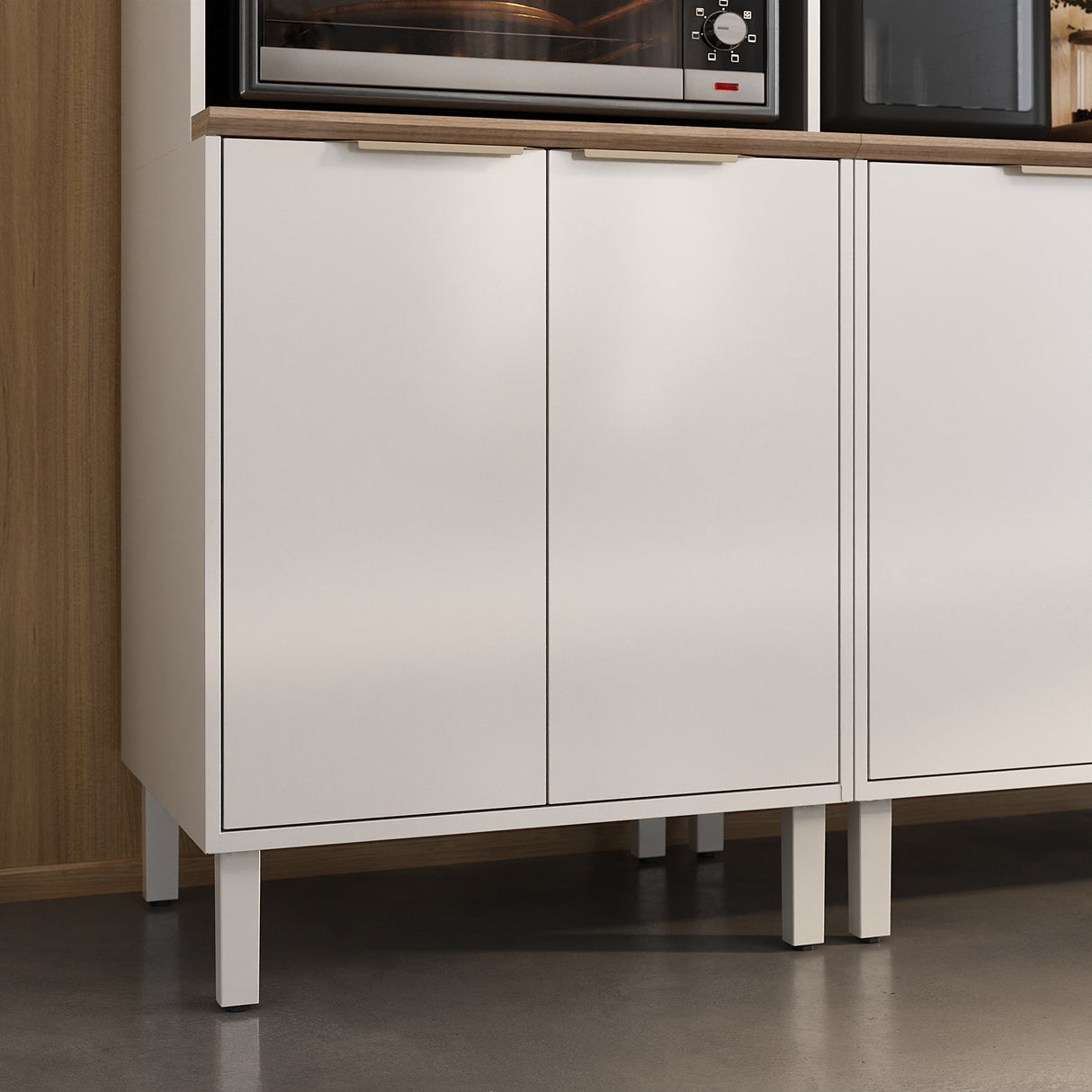Base Kitchen Steel Cabinet/Cupboard with 3 Doors + 2 Drawers - Renova White Flat Pack DIY