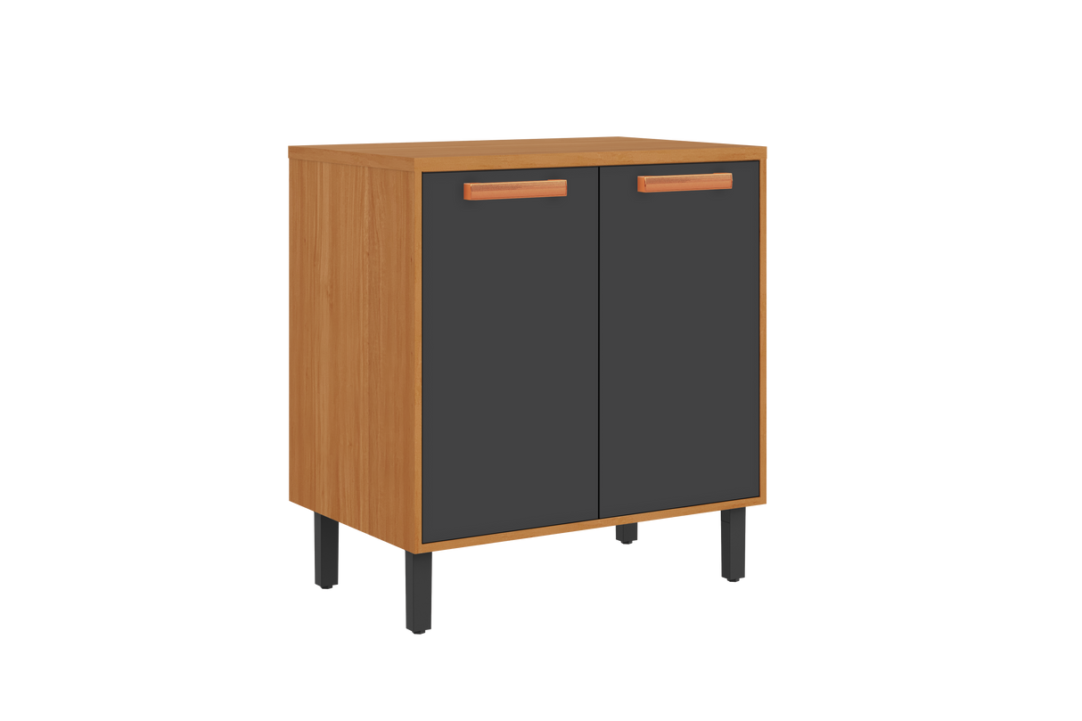 Base Kitchen Wooden Cabinet/Cupboard with 2 Doors in Cinnamon Finish - Napoles Graphite Flat Pack DIY